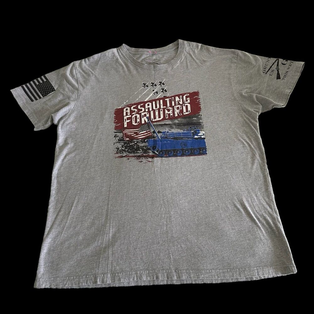 Grunt Style Logo T Shirt Mens XXL Gray Short Sleeve Assulting Forward Patroitic